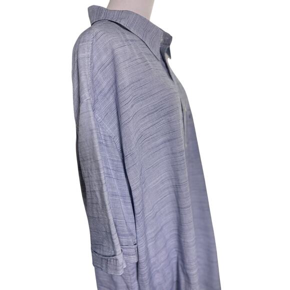 Izod Men 2XL Saltwater Relaxed Classic Blue White Striped Cotton Short‎ Sleeves - Picture 4 of 12